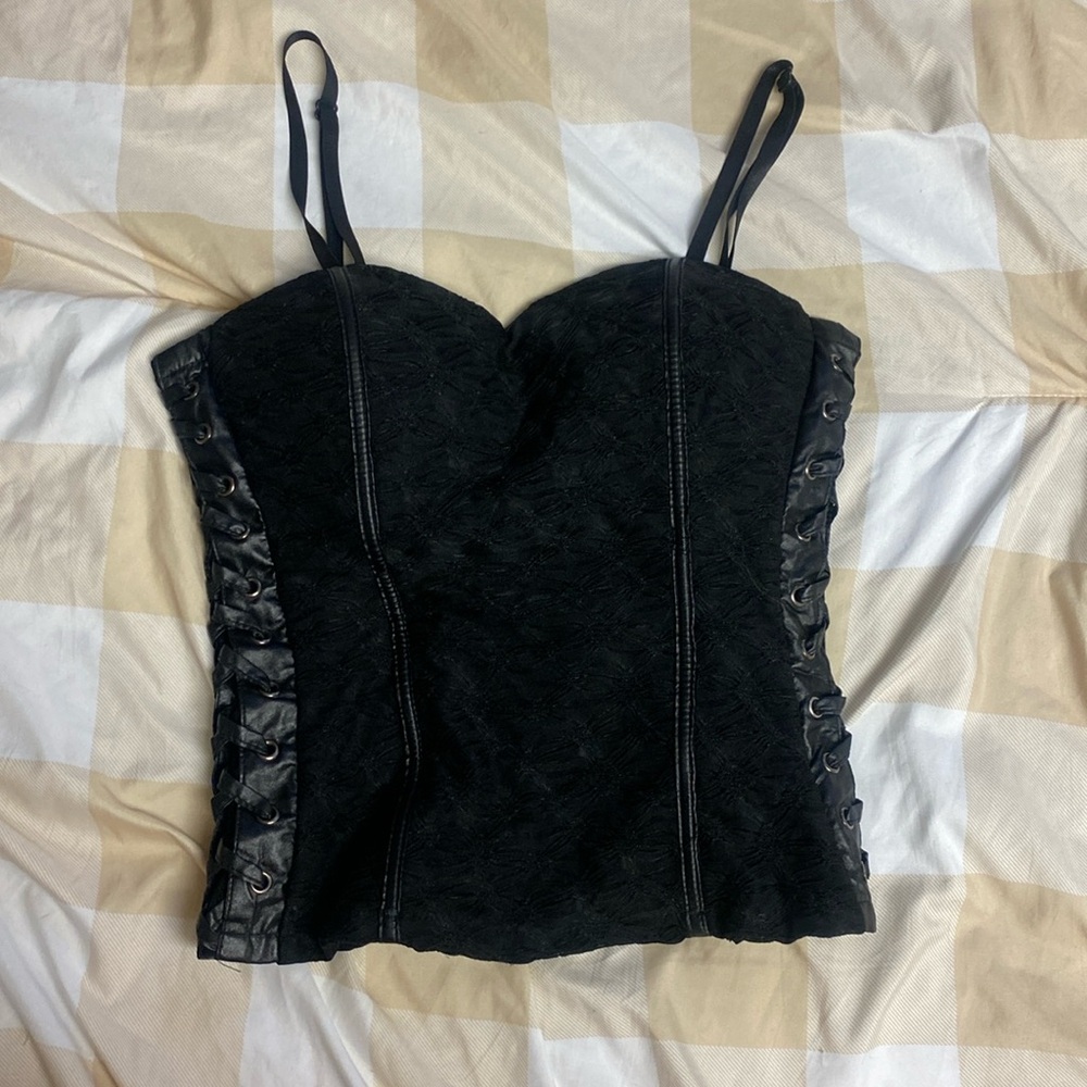 Black padded lace corset top